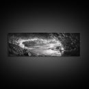 Ice Cave, Winter Seascape, Arctic Sunset, Canvas Print, dramatic frozen landscape art, black and white Christmas decor, cozy winter home art