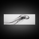 Jellyfish, Ocean Flow, Underwater Beauty, Canvas Print, Marine life wall decor, Coastal bathroom art, Minimalist ocean art, Black and white