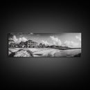 Beach Resort, Tropical Luxury, Oceanfront Hotel Art, Framed Canvas Print, Vacation Vibes, Bedroom Wall Art, Monochrome Decor