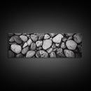 Zen Stones, Nature Texture, River Rock Closeup, Minimalist Photography, Framed Canvas Print, Spa Bathroom Wall Art, Modern Black White