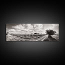 Vineyard Rows, Sunny Fields, Cloudy Sky, Canvas Print, Rustic Country Decor, Dining Room Wall Art, Wine Country Landscape, Farmhouse Style