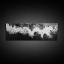 Ocean Wave, Aerial Surf, Coastal Abstract, Monochrome Motion, Framed Canvas Print, Modern Bathroom Art, Minimalist Art, Black and White Decor