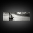 Sailboat, Ocean Horizon, Dramatic Sky, Framed Canvas Print, Nautical Wall Art, Minimalist Office Decor, Ocean Lover Photography