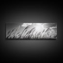 Windy Grass Field, Sunlit Sky, Nature Movement, Prairie Glow, Framed Canvas Print, Fall Wall Art, Living Room Decor, Boho Rustic Aesthetic