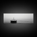Solitary Sea Buoy, Calm Ocean View, Black White Minimalist, Nautical Canvas Print, Peaceful Coastal Wall Art, Bedroom Decor