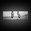 Nautical Swing, Beach Ropes, Seaside Minimalism, Canvas Print, black and white beach decor, coastal hallway wall art, maritime rustic style