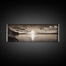 Sepia Horizon, Sunset Lake, Nature Tranquility, Canvas Print, cabin wall decor, warm autumn lake art, peaceful sepia photography