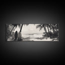 Surf Shack, Palm Trees, Tropical Boards, Canvas Print, retro beach wall art, coastal boho room decor, surfer cabin vibe, chill summer look