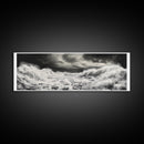 Storm Waves, Moody Sea, Ocean Power, Canvas Print, dramatic bathroom wall art, black and white seascape, coastal energy room decor