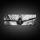 Underwater Swim, Black White Diver, Ocean Exploration, Canvas Print, modern bathroom wall art, sporty fitness vibe, minimalist ocean style