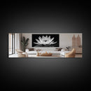 Lotus Bloom, Zen Flower, Tranquil Petals, Spiritual Nature Print, Black and White, Canvas Print, Spa Wall Decor, Meditation Room Art