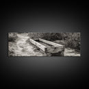 Rustic Water Trough, Nature Trail, Western Desert Scene, Framed Canvas Print, Country Farmhouse Decor, Minimalist Entryway Wall Art