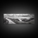 Cliff Path, Sea Escape, Moody Sky, Adventure Trail, Canvas Print, Modern Entryway Wall Art, Travel Photography, Nature Scene