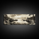 Hidden Cove Sunset, Rocky Seascape, Coastal Tranquility, Framed Canvas Print, Forest Edge, Moody Living Room Wall Art, Seaside Escape