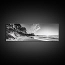 Forest Edge Beach, Coastal Sandscape, Sunset Sky, Canvas Print, Black and White Landscape, Coastal Living Room Art, Natural Vibes