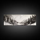 Snowy Pines, Winter Landscape, Woodland Valley, Fine Art Nature, Framed Canvas Print, Cabin Wall Art, Mountain Decor, Rustic Winter Scene