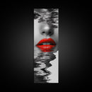 Red Lips, Reflections, Water Art, Surreal Beauty – Canvas Print, Glam Wall Art, Bathroom Decor, Black White Red Art, Fashion Aesthetic