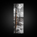 Rust Fence, Barbed Wire, Dramatic Sky, Framed Canvas Print, Abandoned Rural Art, Modern Industrial Decor, Grayscale Country Wall Art