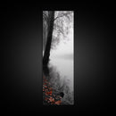 Foggy Shore, Autumn Path, Moody Nature Wall Art, Canvas Print, Fall Leaves, Serene Forest, Bedroom Decor, Woodland Landscape