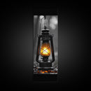 Vintage Lantern Glow, Moody Forest Scene, Rainy Night Light, Framed Canvas Print Rustic Entryway Wall Art, Autumn Warmth Art Style