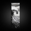 Ocean Wave, Monochrome Surf, Nature Power, Dramatic Sea, Framed Canvas Print, Coastal Wall Decor, Modern Bathroom Art, Minimalist Ocean Art