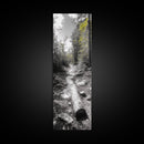 Forest Path, Autumn Leaves, Nature Trail, Framed Canvas Print, Black and White Wall Art, Cabin Decor, Rustic Hallway Accent