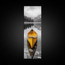 Yellow Canoe, Peaceful Lake, Mountain Reflections, Canvas Print, Nature Lover Gift, Minimalist Wall Art, Cabin Living Room Decor
