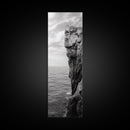 Ocean Cliff Edge, Rugged Coastline Art, Black White Landscape Print, Framed Canvas Print, Modern Seaside Office Wall Decor, Moody Landscape