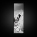 Surfer Wave, Extreme Sports, Ocean Power, Surf Culture, Dynamic Motion Shot, Framed Canvas Print, Coastal Teen Bedroom Wall Art