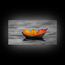 Autumn Leaf, Floating Bowl, Red Yellow Decor, Framed Canvas Print, Cozy Fall Art, Thanksgiving Wall Art, Kitchen Decor, Minimalist Style