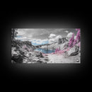 Surreal Landscape, Pink Trees, Mountain Lake, Framed Canvas Print, Fantasy Nature Art, Dreamy Decor, Bedroom Wall Art, Nature Surrealism