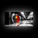 Vault Door, Futuristic Hallway, Urban Industrial Art, Sci Fi Decor, Framed Canvas Print, Office Wall Art, Red Orange Interior Glow