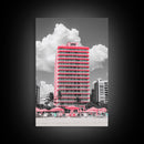 Pink Hotel, Miami Vibes, Summer Retro, Beach Scene, Canvas Print, Pop Art Aesthetic, Living Room Wall Art, Vacation Style