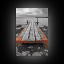 Rustic Dock, Seaside Escape, Coastal Pier, Nautical Wood, Canvas Print, Lake House Decor, Farmhouse Style, Living Room Wall Art