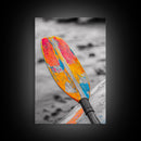 Colorful Oar Paddle, Beach House Decor, Boho Kayak Wall Art, Canvas Print, Vibrant Coastal Photography, Nautical Bathroom Art
