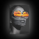 Surreal Sunset Face, Ocean Reflection, Fashion Photography, Abstract Beauty, Framed Canvas Print, Bedroom Wall Art, Modern Pop Art
