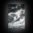 Surfer Wave, Ocean Power, Extreme Sports Art, Framed Canvas Print, Beach House Decor, Surfing Wall Art, Coastal Adventure Scene