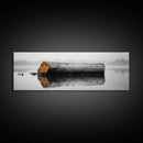 Weathered Log Reflection, Calm Lake Scene, Canvas Print, Minimalist Nature Photography, Zen Bathroom Wall Art, Serene Rustic Decor