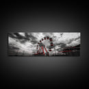 Ferris Wheel, Carnival Ride, Stormy Sky, Fairground Scene, Framed Canvas Print, Retro Wall Art, Teen Bedroom Decor, Industrial Urban Style