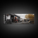 Abandoned Workshop, Rural Americana Scene, Autumn Landscape, Canvas Print, Farmhouse Decor, Rustic Fall Entryway or Garage Wall Art