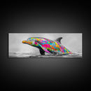 Rainbow Dolphin Splash, Colorful Ocean Animal, Vibrant Wildlife Art, Canvas Print, Coastal Kids Room Wall Art, Playroom Nautical Decor