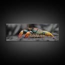 Rainbow Lobster Macro, Exotic Crustacean Art, Vivid Ocean Creature, Framed Canvas Print, Kitchen Wall Art, Coastal Nature Decor
