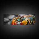 Closeup Lobster Claws, Colorful Sea Creature Art, Bold Detail Nature Print, Framed Canvas Print, Kitchen Wall Art, Tropical Coastal Decor