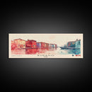 Burano, Italy Watercolor Print, Vacation Gift, Italy Wall Art, Beach Painting, Beach Decor, Large Wall Art, Wood Frame Art