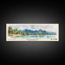 Huahine, French Polynesia Watercolor Print, Vacation Gift, French Polynesia Wall Art, Beach Painting, Beach Decor, Large Wall Art, Wood Frame Art