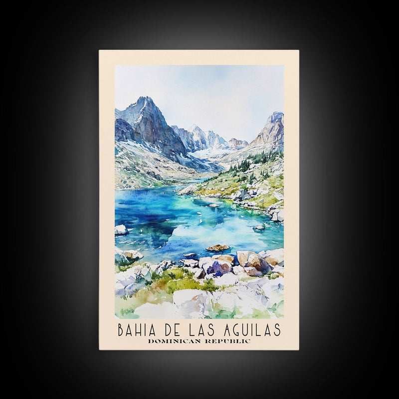 Bahia de Las Aguilas, Dominican Republic Watercolor Beach Print, Vacation Gift, Dominican Republic Wall Art, Framed Canvas Print, Framed Beach Painting