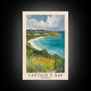 Captain's Bay, Anguila Watercolor Print, Vacation Gift, Anguila Wall Art, Beach Painting, Beach Decor, Large Wall Art, Wood Frame Art