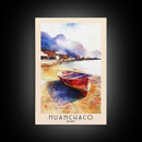 Huanchaco, Peru Watercolor Beach Print, Vacation Gift, Peru Wall Art, Framed Canvas Print, Framed Beach Painting