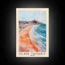 Playa Tamarit, Spain Watercolor Print, Vacation Gift, Spain Wall Art, Beach Painting, Beach Decor, Large Wall Art, Wood Frame Art
