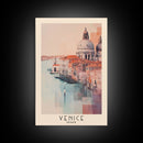 Venice, Italy Watercolor Beach Print, Vacation Gift, Italy Wall Art, Framed Canvas Print, Framed Beach Painting